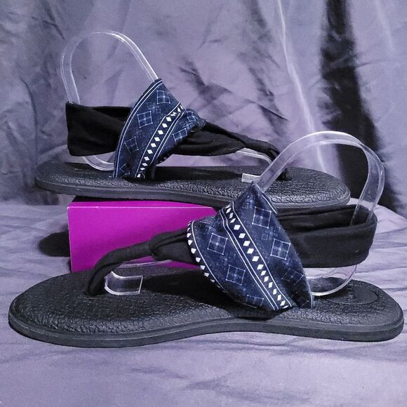 Sanuk Yoga Sling 2 Sandal, Women's Size 10 Blue Print memory foam sandals! - Picture 3 of 8